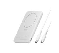 Belkin BoostCharge Batería Externa Carga Rápida 5000mAh, Power Bank Magnética y Delgada, Puerto USB Tipo C y Cable USB C, Cargador Portátil para iPhone, Galaxy, Pixelnap, iPad, Tableta, Blanco