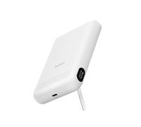 Belkin BoostCharge Batería Externa Magnética 10000 mAh con Soporte - Blanco | Power Bank de 10000 mAh, Anillo Magnético, 1 Puerto USB-C, Cable Incluido, Apta como Equipaje de Mano, Batería Portátil