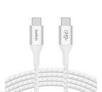 Belkin BoostCharge cable USB-C a USB-C, cable tipo C de carga rápida con Power Delivery de 240 W, certificación USB-IF, compatible con iPhone 16 y 15, MacBook, Chromebook, Galaxy y otros, 1 m, blanco