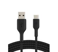 Belkin BoostCharge cable USB C trenzado (cable USB-C a USB-C, cable USB Tipo C para iPhone 16, iPhone 15, Samsung Galaxy S24, S23, Google Pixel, iPad, MacBook, Nintendo Switch y otros), 2 m, negro
