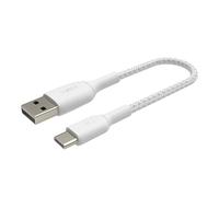 Belkin BoostCharge cable USB C trenzado (cable USB-C a USB-C, cable USB Tipo C para iPhone 16, iPhone 15, Samsung Galaxy S24, S23, Google Pixel, iPad, MacBook, Nintendo Switch y otros), 15 cm, blanco