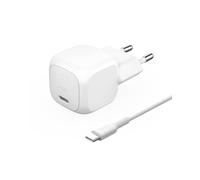 Belkin BoostCharge Cargador de Pared Compacto de 20 W, Carga rápida USB-C Power Delivery, Cargador portátil con Cable USB-C a C para iPhone 16, Samsung Galaxy S25, iPad, AirPods y Otros, Blanco