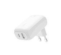Belkin BoostCharge Cargador de Pared con Dos Puertos de 42 W, USB-C y USB-A, Carga rápida, para la Serie iPhone 16, 15, Samsung Galaxy S24, S23, Note, Google Pixel, iPad, MacBook y AirPods, Blanco