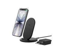 Belkin BoostCharge Cargador Inalámbrico 9W, Estacion de Carga Qi, Compatible con Fundas de Móvil, Cargador Inalámbrico para iPhone, Samsung, Pixel y otros, Fuente de Alimentación de 20W y Cable, Negro