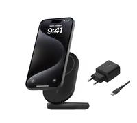 Belkin BoostCharge Cargador Inalámbrico con Qi2, Soporte Magnético Compatible con MagSafe y Standby 15 W, Cargador Rápido portátil, iPhone 17, 16, 15, 14 y 13 - con Fuente de alimentación - Negro
