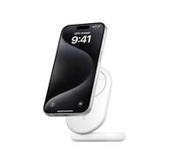 Belkin BoostCharge Cargador con Qi2, Soporte magnético de Carga inalámbrica Plegable 15W, Compatible con MagSafe, Cargador rápido portátil, admite Modo Standby, para iPhone 16, 15, 14 y 13, Blanco