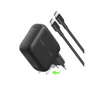 Belkin BoostCharge Cargador USB C, Cargador GAN Compacto 100W Plegable, Carga Rápida, Enchufe USB C Pared, Cable USB C de 1,5 m, iPhone 17, Samsung Galaxy S26, Pixel 10, AirPods - Negro
