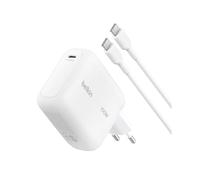 Belkin BoostCharge Cargador USB C, Cargador Rápido GAN de 100 W, Enchufe USB C Pared, Cable USB C de 1,5 m, Carga Rápida, iPhone 17, Samsung Galaxy S26, Pixel 10, AirPods, Tabletas, MacBook - Blanco