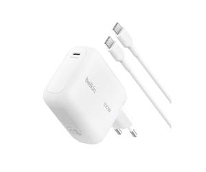 Belkin BoostCharge Cargador USB C, Cargador Rápido GAN de 100 W, Enchufe USB C Pared, Cable USB C de 1,5 m, Carga Rápida, iPhone 17, Samsung Galaxy S26, Pixel 10, AirPods, Tabletas, MacBook - Blanco