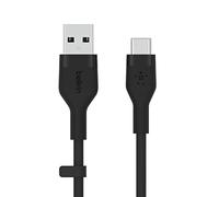 Belkin BoostCharge Flex cable USB C a A de silicona, cable USB-A a USB tipo C de carga con certificación USB-IF para iPhone 16, iPhone 15, Galaxy S24, iPad, MacBook, Note, Pixel y más, 3 m, negro
