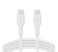 Belkin BoostCharge Flex cable USB C a USB C de silicona, cable de carga rápida Power Delivery con certificación USB-IF para iPhone 16 y 15, Galaxy S24, iPad, MacBook, Note, Pixel y más, 2 m, blanco