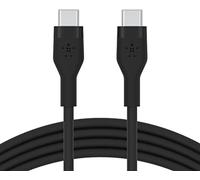 Belkin BoostCharge Flex cable USB C a USB C de silicona, cable de carga rápida Power Delivery con certificación USB-IF para iPhone 15, Samsung Galaxy S24, iPad, MacBook, Note, Pixel y más, 1 m, negro