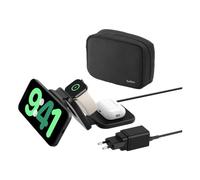 Belkin BoostCharge Pro Cargador inalámbrico Plegable 3 en 1 Qi2, Base de Carga magnética de Viaje 15 W, Soporte de Carga portátil con MagSafe para iPhone 16, 15, 14, Apple Watch 10 y AirPods