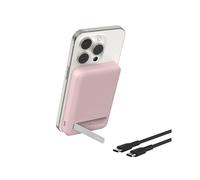 Belkin BoostCharge Pro Batería Externa Inalámbrica de 5000mAh con Qi2, Cargador portátil Compatible con MagSafe + Soporte Caballete, batería portatil para Phone 16, iPhone 15, 14, 13 y Otros, Rosa