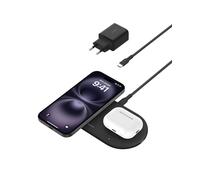 Belkin BoostCharge Pro Cargador Inalámbrico 2 en 1 con tecnología Magnética Qi2, 15W, Estacion de Carga Rápida Inalámbrica Compatible con Magsafe para iPhone 17, iPhone Air, Pixelsnap, AirPods - Negro