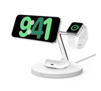 Belkin BoostCharge Pro Cargador Inalámbrico Magnético 3 en 1 con Qi2, 15W, para iPhone 17, iPhone Air, 16, 15, Pixelsnap, Apple Watch y AirPods - Estación de Carga Inalámbrica - Blanco