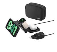 Belkin BoostCharge Pro Cargador Inalámbrico Plegable 3 en 1 Qi2, Carga Magnética de Viaje 15W, Soporte de Carga portátil con MagSafe para iPhone 17, iPhone Air, Pixelsnap, Apple Watch 11 y AirPods