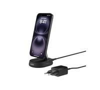 Belkin BoostCharge Pro Cargador Inalámbrico Qi2 compatible con MagSafe, Soporte de Carga Magnético rápido convertible de 15W, para Apple iPhone 17, Air, Pixelsnap, AirPods, Adaptador de 20W - Negro