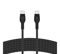 Belkin BoostCharge Pro Flex cable trenzado USB-C a USB-C, cable de carga rápida Power Delivery con certificación USB-IF para iPhone 16 y 15, Galaxy S24, iPad, MacBook, Note, Pixel y otros, 3 m, negro