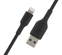 Belkin Cable Lightning Trenzado (Cable Lightning a USB Boost Charge para iPhone, iPad y AirPods, Cable de Carga para iPhone con Certificación MFi) 2 m, Negro