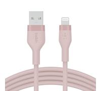 Belkin Cable de silicona USB-A a Lightning de 2 m BoostCharge Flex, Cable de Carga con Certificación MFi para iPhone 14/14 Plus, 13, 12, Pro, Max, Mini, SE, iPad y Otros, Rosa