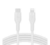 Belkin Cable de silicona USB-C a Lightning de 2 m BoostCharge Flex, Certificación MFi, Carga Rápida PD de 20 W para iPhone 14/14 Plus, 13, 12, Pro, Max, Mini, SE, iPad y Otros, Blanco