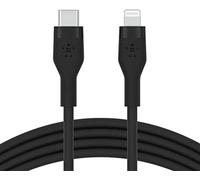 Belkin Cable de silicona USB-C a Lightning de 2 m BoostCharge Flex, Certificación MFi, Carga Rápida PD de 20 W para iPhone 14/14 Plus, 13, 12, Pro, Max, Mini, SE, iPad y Otros, Negro