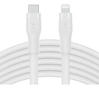 Belkin Cable de silicona USB-C a Lightning de 3 m BoostCharge Flex, Certificación MFi, Carga Rápida PD de 20 W para iPhone 14/14 Plus, 13, 12, Pro, Max, Mini, SE, iPad y Otros, Blanco