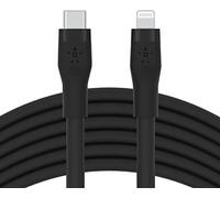 Belkin Cable de silicona USB-C a Lightning de 3 m BoostCharge Flex, Certificación MFi, Carga Rápida PD de 20 W para iPhone 14/14 Plus, 13, 12, Pro, Max, Mini, SE, iPad y Otros, Negro