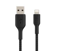 Belkin cable Lightning trenzado (cable Boost Charge Lightning/USB para iPhone, iPad, AirPods) cable de carga para iPhone con certificación MFi, cable Lightning trenzado a USB-A, (1 m, negro)