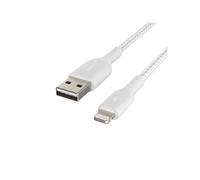 Belkin Cable Lightning Trenzado (Cable Lightning a USB Boost Charge para iPhone, iPad y AirPods, Cable de Carga para iPhone con Certificación MFi) 1 m, Blanco
