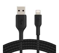 Belkin Cable Lightning Trenzado (Cable Lightning a USB Boost Charge para iPhone, iPad y AirPods, Cable de Carga para iPhone con Certificación MFi) 3 m, Negro