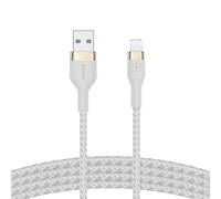 Belkin Cable Trenzado USB-A a Lightning de 2 m BoostCharge Pro Flex, Certificación MFi, Cable de Carga para iPhone 14/14 Plus, 13, 12, Pro, Max, Mini, SE, iPad y Otros, Blanco