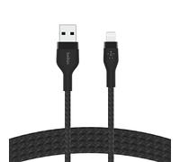 Belkin Cable Trenzado USB-A a Lightning de 2 m BoostCharge Pro Flex, Certificación MFi, Cable de Carga para iPhone 14/14 Plus, 13, 12, Pro, Max, Mini, SE, iPad y Otros, Negro