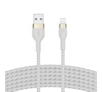 Belkin Cable Trenzado USB-A a Lightning de 3 m BoostCharge Pro Flex, Certificación MFi, Cable de Carga para iPhone 14/14 Plus, 13, 12, Pro, Max, Mini, SE, iPad y Otros, Blanco