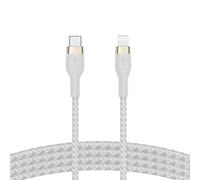 Belkin Cable Trenzado USB-C a Lightning de 1 m BoostCharge Pro Flex, Certificación MFi, Carga Rápida PD de 20 W para iPhone 14/14 Plus, 13, 12, Pro, Max, Mini, SE, iPad y Otros, Blanco