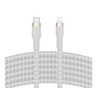 Belkin Cable Trenzado USB-C a Lightning de 3 m BoostCharge Pro Flex, Certificación MFi, Carga Rápida PD de 20 W para iPhone 14/14 Plus, 13, 12, Pro, Max, Mini, SE, iPad y Otros, Blanco