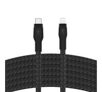 Belkin Cable Trenzado USB-C a Lightning de 3 m BoostCharge Pro Flex, Certificación MFi, Carga Rápida PD de 20 W para iPhone 14/14 Plus, 13, 12, Pro, Max, Mini, SE, iPad y Otros, Negro
