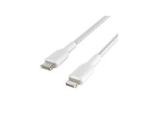 Belkin Cable USB-C a Lightning Trenzado (Cable de Carga Rápida para iPhone 14 y Modelos Anteriores, Cable USB-C Boost Charge para iPhone con Certificación MFi), 2 metros, Blanco