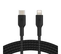 Belkin Cable USB-C a Lightning Trenzado (Cable de Carga Rápida para iPhone 14 y Modelos Anteriores, Cable USB-C Boost Charge para iPhone con Certificación MFi), 2 m, Negro