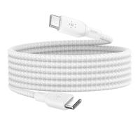 Belkin Cable USB-C a USB-C 100W trenzado de nailon de 2 metros, Blanco