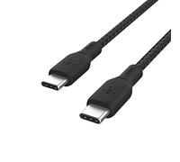 Belkin cable USB tipo C a USB-C, Power Delivery de 100 W, cable USB C con certificación USB-IF 2.0 con exterior de nailon y doble trenzado para iPhone 16 y 15, iPad, MacBook, Galaxy y más, 3 m, negro