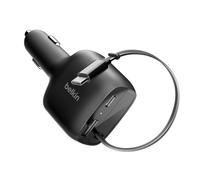 Belkin Cargador de Coche USB C de 75 W con Cable USB C retráctil de 30 Pulgadas, Cargador de iPhone, Compatible con iPhone 16 y 15, Serie Galaxy S25, AirPods, Tablet, MacBook, Chromebook, etc