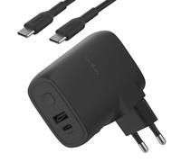 Belkin Cargador USB de Pared híbrido de 25 W con batería Externa de 5000mAh, Cargador portátil 25W 2 en 1 con 1 Puerto USB-C PD 3.0 y 1 Puerto USB-A, Power Bank de 2 Puertos USB y Cable USB-C a USB-C