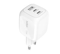 Belkin Cargador de pared WCH018HQWH - 70W GaN, 3 puertos (2x USB-C, 1x USB-A) - Blanco
