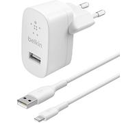 Belkin - Cargador de Pared USB-A de 12 W + Cable Lightning a USB Boost Charge (Adaptador para iPhone, iPad, AirPods, Samsung Galaxy, Google Pixel y Otros)
