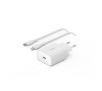 Belkin Cargador de Pared USB-C Power Delivery PPS de 25 W con Cable USB-C a Lightning (MFi), Adaptador de Carga Rápida USB Tipo C PD con PPS para iPhone 14/14 Plus, 13, 12, Pro, Pro Max, Mini y Otros