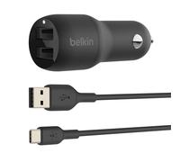 Belkin cargador de pared USB doble de 24 W Boost Charge + cable USB-A a USB-C (adaptador dual USB-A para Pixel, iPad Pro, Nintendo Switch y dispositivos de Samsung entre otros)