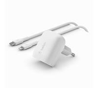 Belkin Cargador de Pared USB Tipo C Power Delivery con Cable USB a Lightning, certificación USB-C PD 3.1 PPS, para iPhone 14, Pro, MAX, Plus, iPad, Galaxy, Pixel y Otros, 20W - Blanco