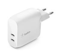 Belkin Cargador de Pared USB Type C PD de 40 W (dos Puertos USB-C de 20 W cada uno para Carga Rápida PD para iPhone 16 o 15, iPad Pro, Galaxy y Otros)